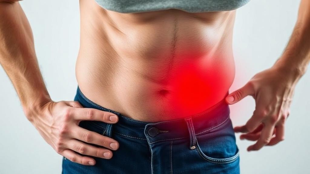 A man has lower abdominal pain. A man has lower abdominal pain.фото